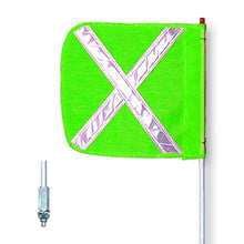 Load image into Gallery viewer, General-Purpose 6' Non-Lighted Warning Whip w/ Threaded Hex Base 12" Green Flag White X — image 2 of 2