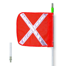 Load image into Gallery viewer, General-Purpose 6' Lighted Warning Whip w/ Quick Disconnect Base 12" Orange Flag White X