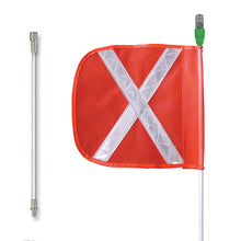 Load image into Gallery viewer, 8' Lighted General-Purpose Split Pole Warning Whip with Quick Disconnect Base and 12" Orange Flag with White Reflective X - FS8XL-SPQD-O