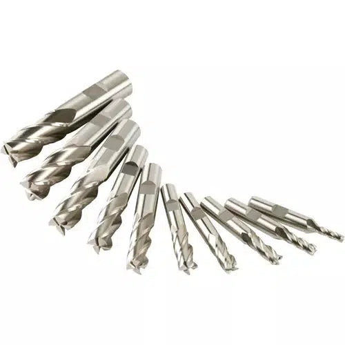 Grizzly G9758 - HSS 4 Flute End Mills, 10 pc. Set