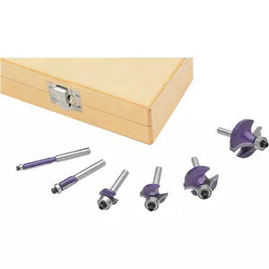 Grizzly H3427 - Flush Trim/Roundover Router Bit Set, 1/4" Shank, 6 Pc.