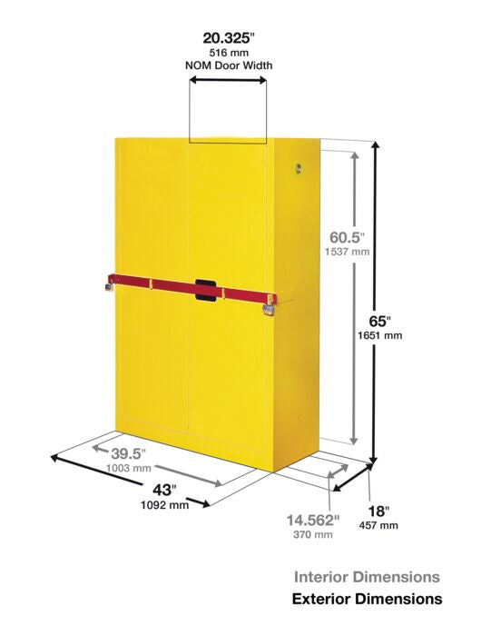 45 Gallon, 2 Shelves, 2 Doors, Self Close, Pesticides Safety Cabinet With Steel Bar, Sure-Grip® EX High Security, Green - SC29884P