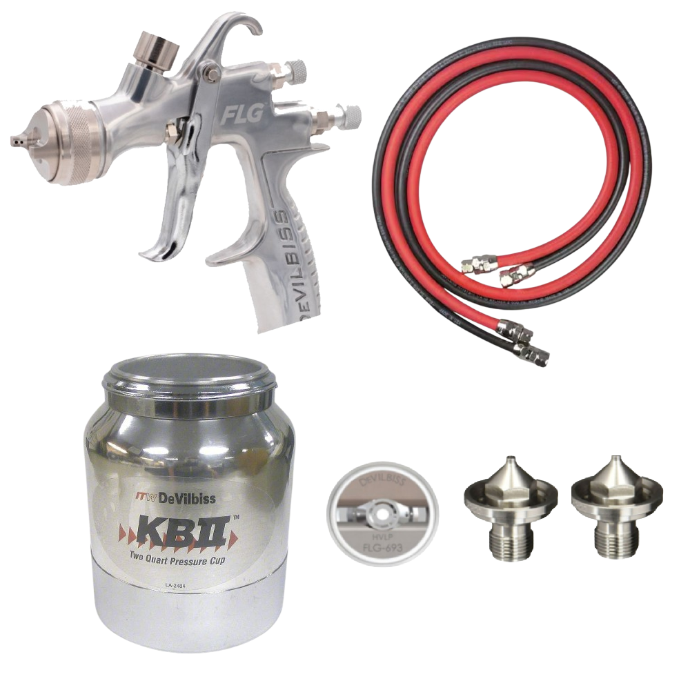 Devilbiss 905162 FLG Pressure Feed HVLP Gun Kit w/ 1L Aluminum Pressure Cup