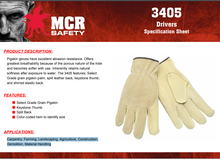 Load image into Gallery viewer, MCR 3405 Safety - Leather Palm Gloves, Pigskin - 12/PK
