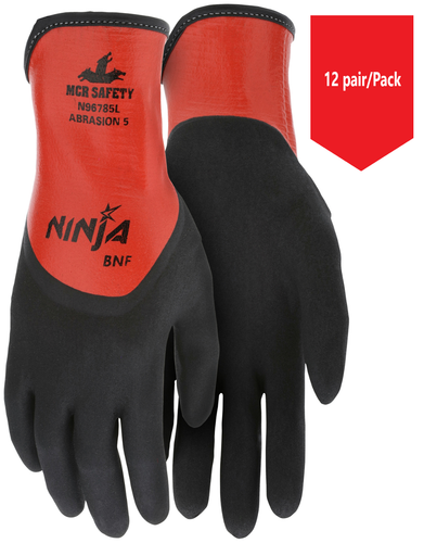 MCR- Memphis™ N96785 Ninja® BNF Nitrile-Dipped Gloves  Red Full Nitrile Dip - 12Pr/Pk (1587393364003)