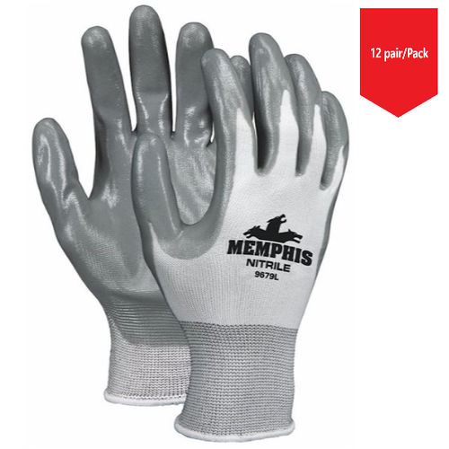 MCR Memphis 9679 Nitrile Coated Palm and Fingers - 12Pr/Pk