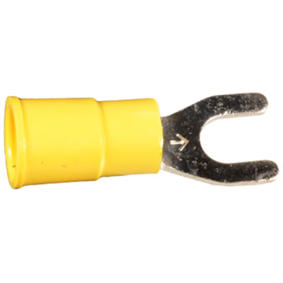 VINYL INSULATED SPADE TERMINAL - 12-10 GA., #8 - #10 STUD SIZE