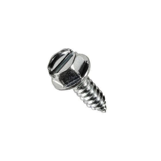 Auveco® 11369 Slotted Hex Washer Head A/AB Point License Plate Screw, #14 Screw x 3/4 in L, Zinc