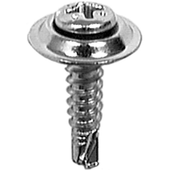 Auveco® 11450 Phillips Oval/Sems Head Teks Point Countersunk Washer Tapping Screw, #8 Screw x 3/4 in L, Chrome
