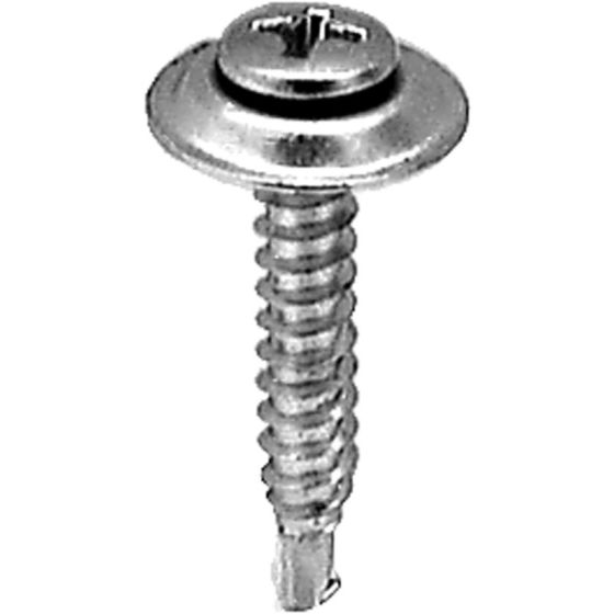 Auveco® 11451 Phillips Oval/Sems Head Teks Point Countersunk Washer Tapping Screw, #8 Screw x 1 in L, Chrome