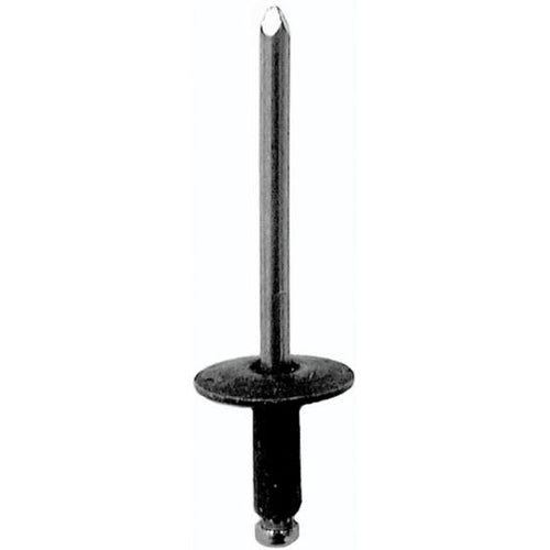 Auveco® 12657 Peel-Type Specialty Rivet, 3/16 in Dia x 1/4 to 3/8 in Grip Range, Black Steel Rivet/Steel Mandrel