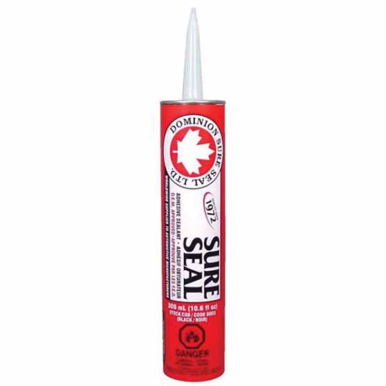 DOMINION SURE SEAL 9003 All-Purpose Sure Seal Adhesive Sealant, 300 mL Cartridge, Black, Liquid, 24 hr Curing
