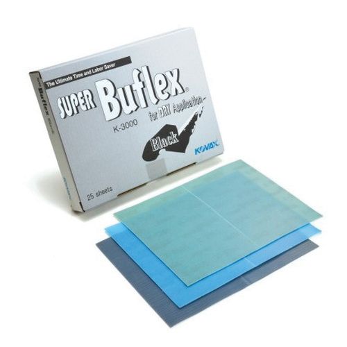 KOVAX® Super Buflex® 191-1531 Super-Tack Buflex Sheet, 130 mm W x 170 mm L, 3000 Grit, K-3000 Grade, Black