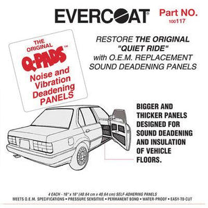 EVERCOAT® Q-Pad™ 100116 Sound Deadening Panel, 12 x 12 in, Fiberglass, Black