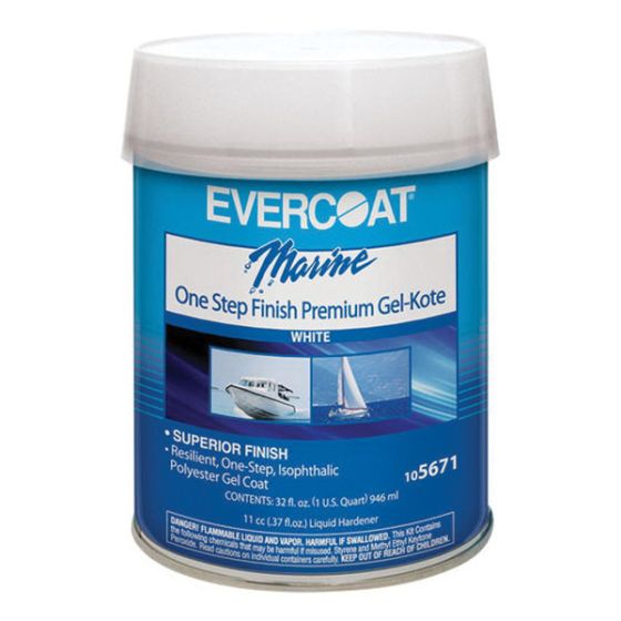 EVERCOAT® 105671 One Step Finish Premium Gel-Kote, 1 qt Can, High Gloss White, Thick Liquid