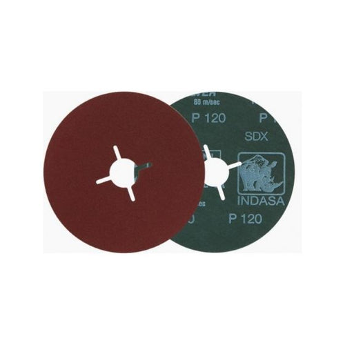 INDASA 1000-24 Rhynofibre A Silver Resin Grinding Disc, 5 in Dia, P24 Grit, Plain