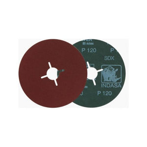 INDASA 1000-24 Rhynofibre A Silver Resin Grinding Disc, 5 in Dia, P24 Grit, Plain