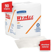 Load image into Gallery viewer, WypAll® 05812 L30 Series 1/4 Fold Towel, 12 x 12-1/2 in, 90, Double Re-Creped, White, 1 Plys