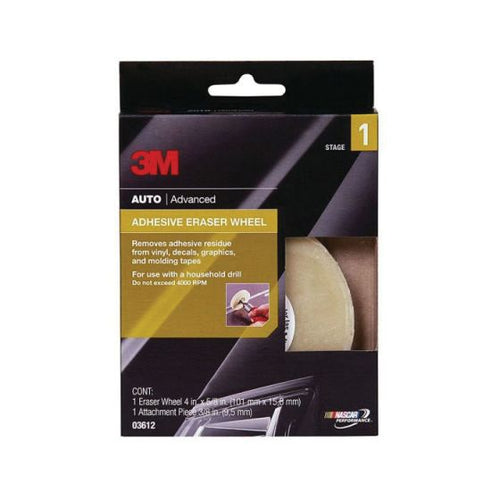 3M™ 03612 Adhesive Eraser Wheel, 4 in Dia x 5/8 in THK Wheel, 3/8-16 Arbor/Shank, 4000 rpm, Beige