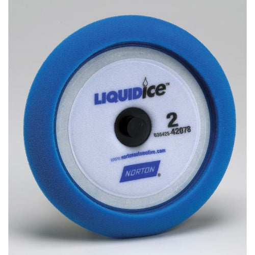 Norton® LIQUID ice® 42078 Cutting Pad, 8 in Dia, Hook and Loop Attachment, Foam Pad, Blue