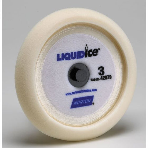 Norton® LIQUID ice® 42079 Finishing Pad, 8 in Dia, Hook and Loop Attachment, Foam Pad, White