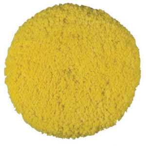 Presta 890142 Single Sided Medium Cutting Pad, 9 in Dia, Hook and Loop Attachment, Blended Wool Pad, Yellow