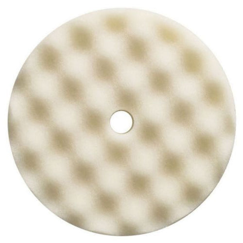 Presta 890171 Single Sided Heavy Cut Cutting Pad, 8-1/2 in Dia, Hook and Loop Attachment, Foam Pad, White