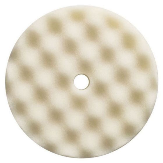 Presta 890171 Single Sided Heavy Cut Cutting Pad, 8-1/2 in Dia, Hook and Loop Attachment, Foam Pad, White