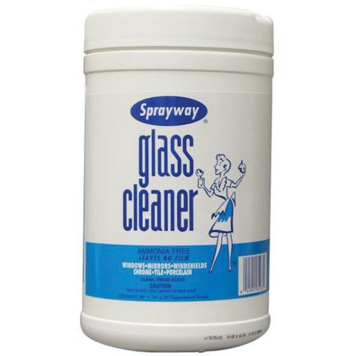 Sprayway® SW933 Glass Cleaner Wipes, 40 Wipes Tub, Liquid, Premoistened Towel, Cellulose Fabric