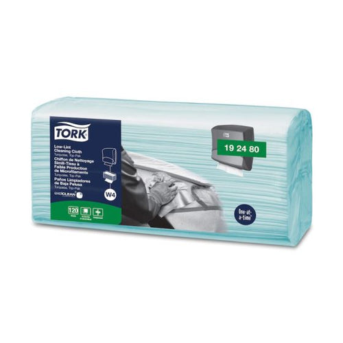 Tork® 192480 Top-Pak Low-Lint 1-Ply Cleaning Cloth, 4.3 in L x 14 in W Folded, Cloth, Turquoise