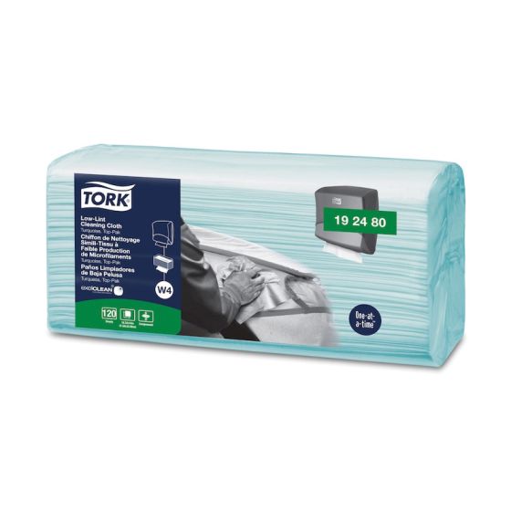 Tork® 192480 Top-Pak Low-Lint 1-Ply Cleaning Cloth, 4.3 in L x 14 in W Folded, Cloth, Turquoise