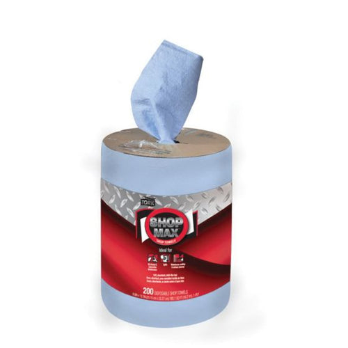 Tork® ShopMax 450338 Centerfeed Dry Wipe, 218.33 ft L x 9.9 in W Roll, 200, Paper, Blue, 1 Plys