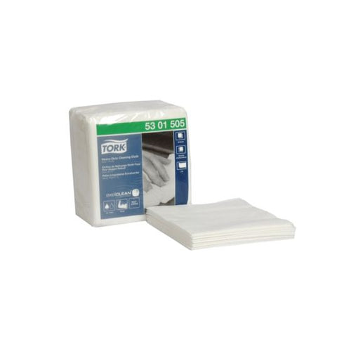 Tork® 5301505 Heavy Duty 1/4 Fold Cleaning Cloth, 13 in L x 12.6 in W, 50, Spunlace, White, 1 Plys