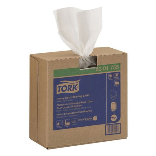 Tork® 5301755 Heavy Duty Pop-Up Box Cleaning Cloth, 16.13 in L x 8.46 in W, 80, Spunlace, White, 1 Plys