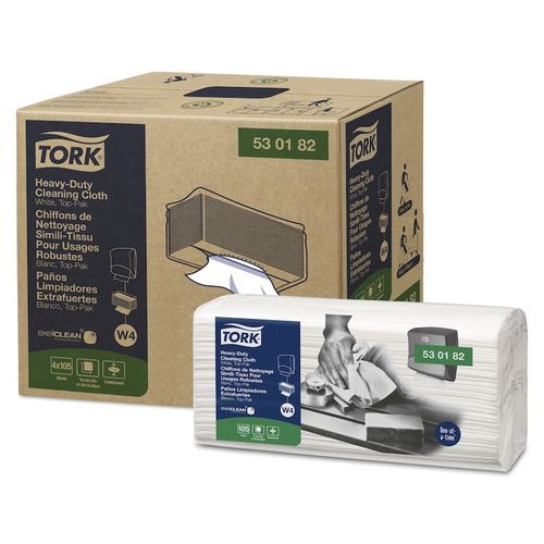 Tork® 530182 Heavy-Duty Premium Cleaning Cloth, 16.34 in L, 14 in W Unfolded, Paper, White, 1-Ply