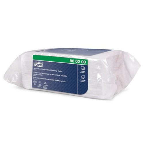 Tork® 800200 Disposable Cleaning Cloth, 13.4 in L x 11.6 in W, 320, Microfiber, White, 1 Plys