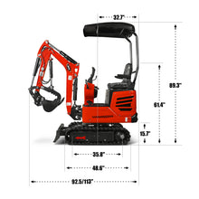 Load image into Gallery viewer, MechMaxx Mini Compact Excavator HONDA GX390 Engine, 65.7" Max. Digging Depth, 1Ton, 2280 LBS Operating Weight, MEC10