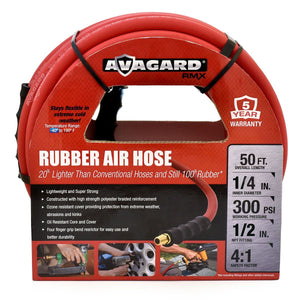 Avagard 1/4" x 50' Rubber Air Hose - Flexible Pneumatic Hoses