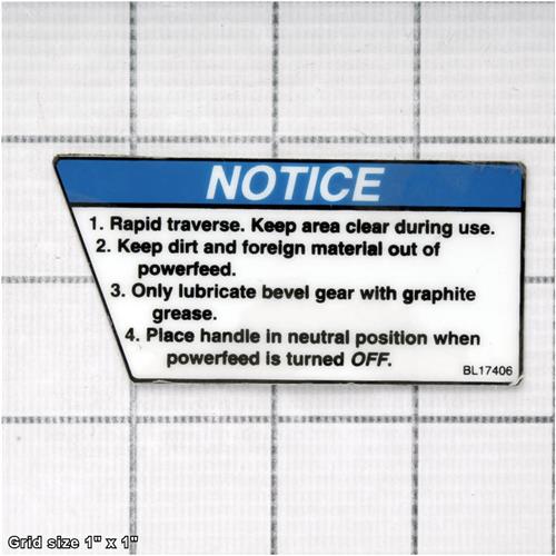 POWER FEED CONTROL LABEL