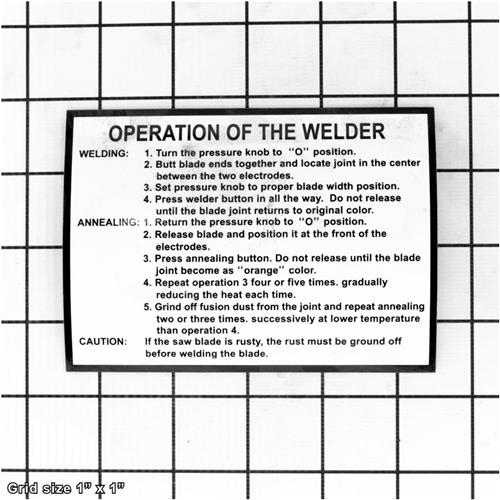 WELDING INSTRUCTIONS LABEL