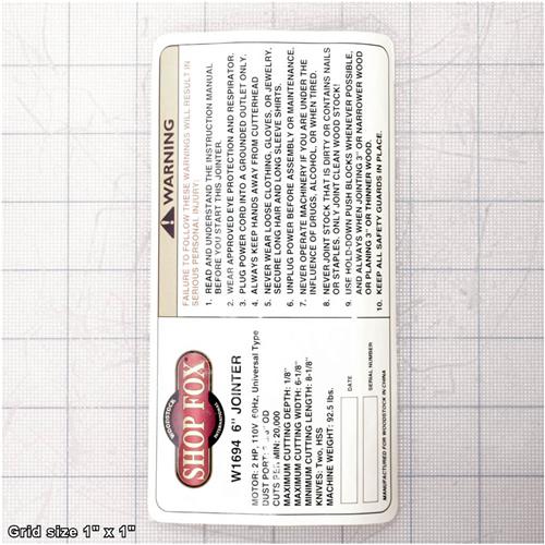 MACHINE ID/WARNING LABEL