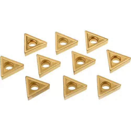 Grizzly T21588 - 60 TiN Coated Carbide Inserts w/ Chip Breaker - TCMT-21.51, 10 Pack