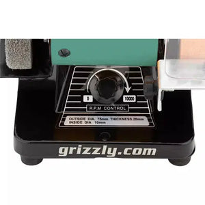 Grizzly T32002 - 1/4 HP Variable-Speed Mini Benchtop Grinder/Buffer with Rotary Shaft