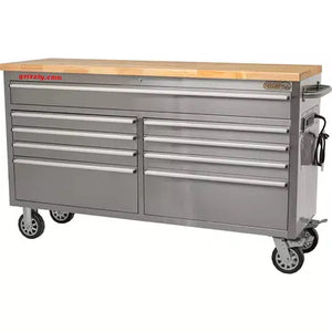 Grizzly T33255 - 61" 9 Drawer Stainless Steel Tool Chest