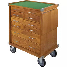 Load image into Gallery viewer, Grizzly T33821 - 23&quot; 8-Drawer Red Oak Roller Cabinet with Table