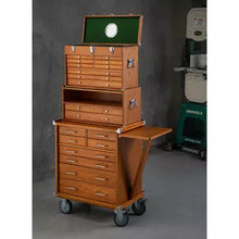 Load image into Gallery viewer, Grizzly T33821 - 23&quot; 8-Drawer Red Oak Roller Cabinet with Table