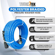Load image into Gallery viewer, Tough-Tek Rubber Pressure Washing Hose 1/4" X 50' with M22 Coupler-BLUE