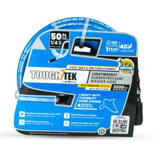 Load image into Gallery viewer, Tough-Tek Rubber Pressure Washing Hose 1/4" X 50' with M22 Coupler-BLUE