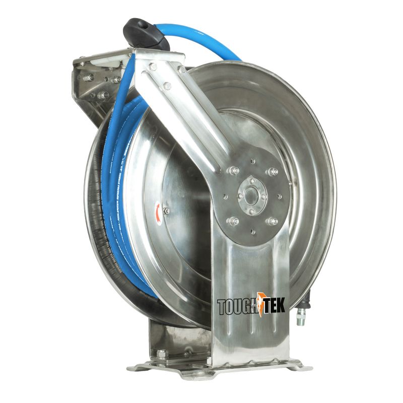 Blu Shield Tough Tek Rubber Pressure Washing Hose Reel - Stainless Steel 3/8