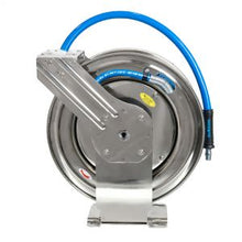 Load image into Gallery viewer, Blu Shield Tough Tek Rubber Pressure Washing Hose Reel - Stainless Steel 3/8" X 50' (SS Dual Arm)with 6' Lead-in-Hose